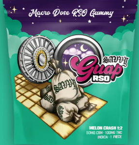 Buy Savvy Guap Indica RSO Melon Crash 1:2 CBN Gummy 100mg (1ct)